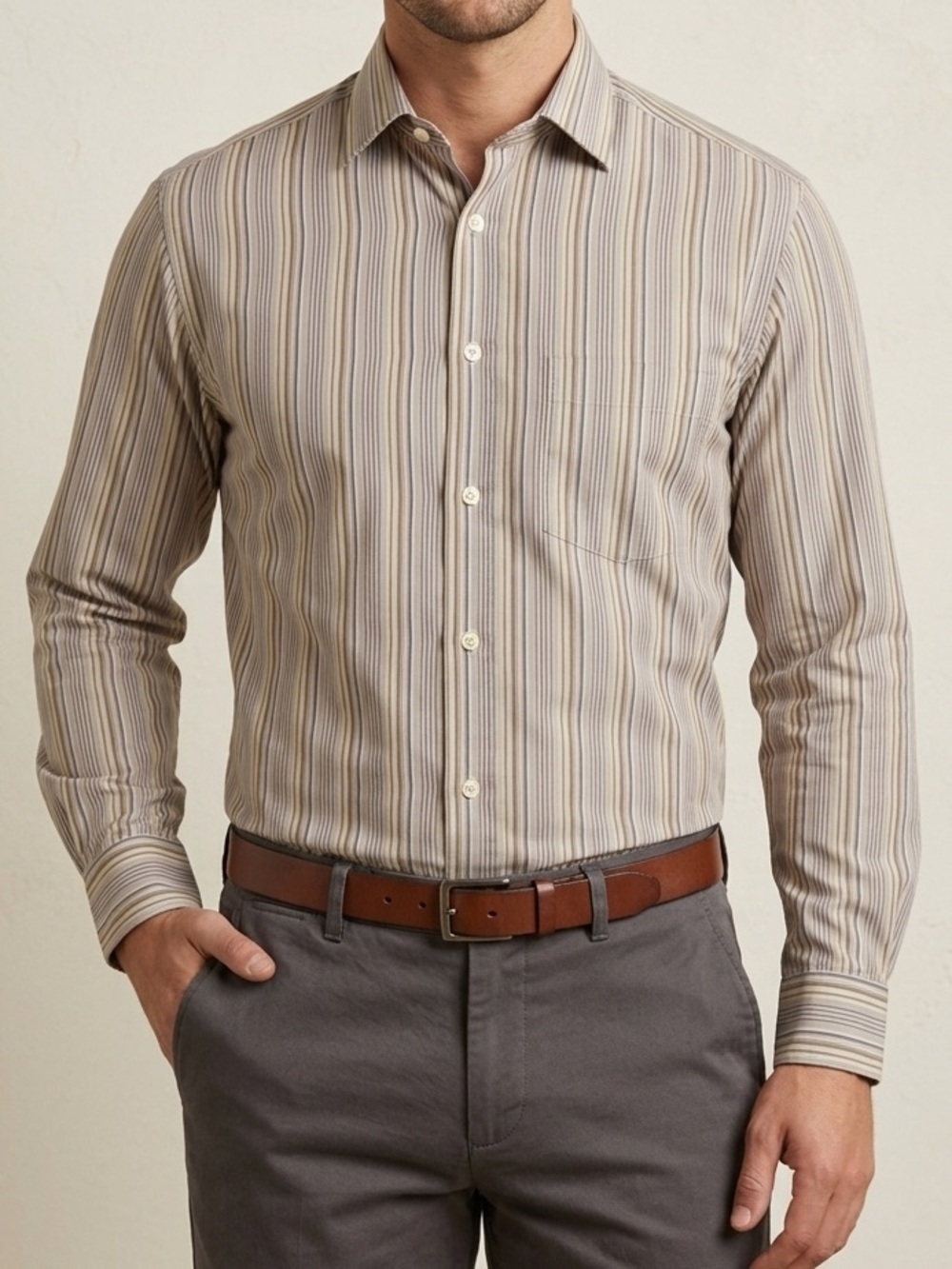Burberry London striped men’s button up dress shirt